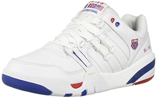 K-Swiss Men's SI-18 International Heritage Shoe, White/Classic Blue/Ribbon red, 10 M US