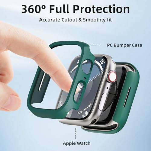 GEEDOOWIN 2 Pack [NO Screen Protector] Bumper Case for Apple Watch Series 9/8/7 41mm, Slim Thin Shockproof Bumper Cover, Hard PC Protective Frame All-Around Edge for iWatch 41mm Accessories, Green by GEEDOOWIN - Image 6