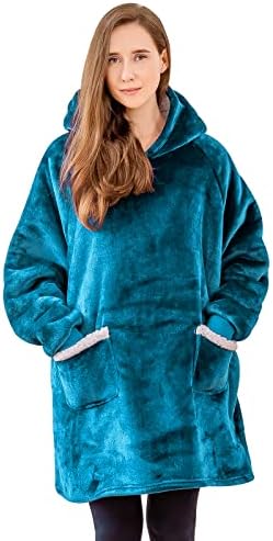 Aisbo Wearable Blanket Hoodie Oversized - Extra Warm Sherpa Fleece Hooded Blanket Thick for Adult Mens, Taupe Fluffy Snuggle Blanket Hoody Sweatshirt Women Gift for her