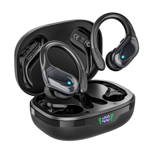 HAOYUYAN Wireless Earbuds, Sports Bluetooth Headphones, 80Hrs Playtime Ear Buds with LED Power Display, Noise Canceling Headset, IPX7 Waterproof Earphones for Workout/Running