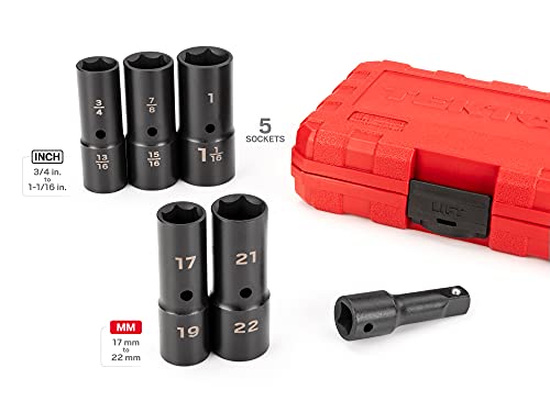 Tekton 1/2 Inch Drive Thin Wall Impact Flip Socket Set (6-Piece) | Sif92400 #TOP1