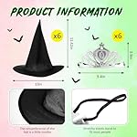 Tarpop 12 Pcs Witch and Princess Party Favors Witch Hat and Princess Crown Set for Galentines Birthday Party Decorations Gift - Image 2