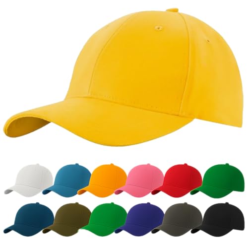 4sold Men Women 100% Baseball Cap Polo Style Classic Sports Casual Plain Sun Hat Hats Brass Yellow