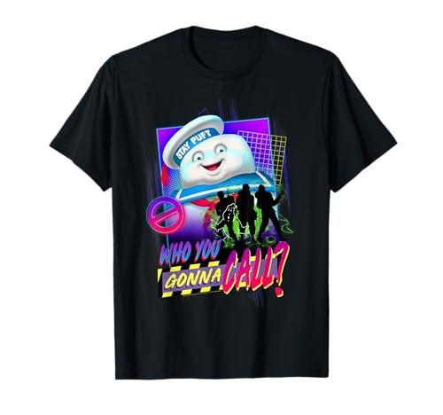 Ghostbusters Who You Gonna Call? Retro Neon Poster T-Shirt