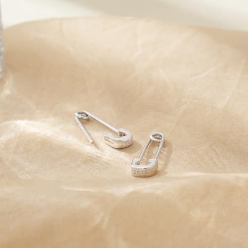 CHIC & ARTSY 925 Sterling Silver Safety Pin Earrings Punk Style Paperclip Earrings Unisex - Solidarity Peace4