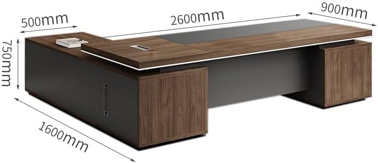 Executive Desks Luxury Executive Desks Boss Table Desk Modern L-Shape Office Desks with Drawers and Storage Shelves, Business Home Office Furniture Computer Desks for Business Office Home Computer Tab