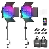 Neewer 2-Pack 660 PRO RGB LED Video Light with APP Control, 360°Full Color, 50W Video Lighting Kit...