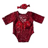 Attrapez l'innocence et le charme de votre nouveau-né avec notre ensemble barboteuse et bandeau en dentelle, un costume parfait pour la photographie de bébé