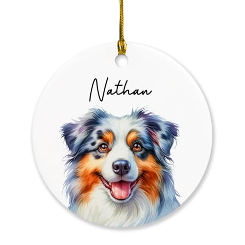 2025 Australian Shepherd Ornament Christmas, Personalized Name Dog Christmas Ornament, Custom Australian Shepherd Lover Ornament Xmas Tree, Australian Shepherd Owner Ornament Gift for Dog Dad Dog Mom