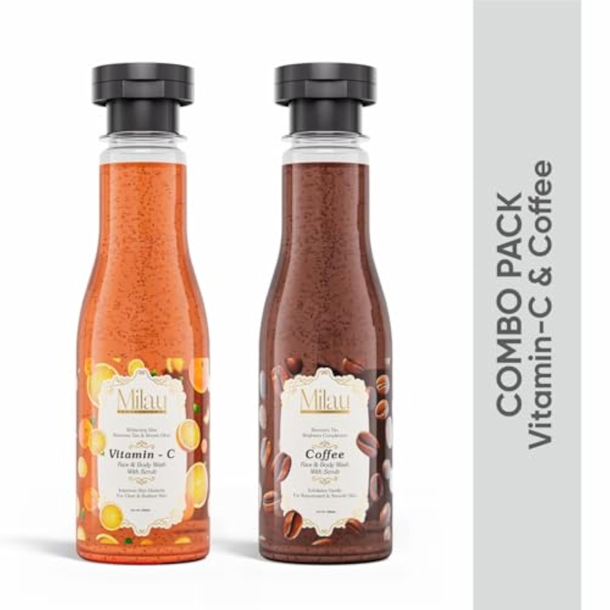 Orange & Coffee Body Wash Gel with Scrub Beads, Hydrating Cleanser