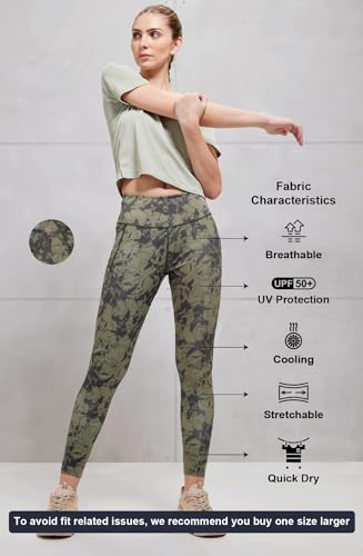 Image of TECHNOSPORT Womens Skinny Fit Activewear Tights for Running, Gym, Sports and Regular Use, Antimicrobial and Printed