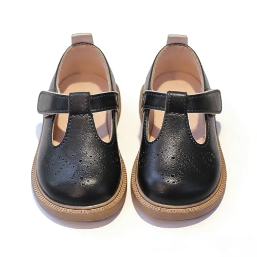 Girls School Shoes Kids Mary Jane Sneakers Dress Shoes Flat Shoes for Wedding Party Casual Walking(Black 23=5 UK Child)
