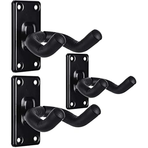Guitar Wall Mount Hanger Hook Holder Stand 3 Pack Guitar Hangers Hooks for Acoustic Electric and Bass Guitars (3Pack-Black) Cover