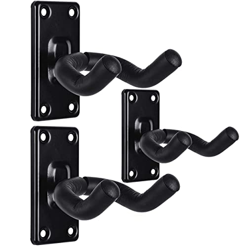 Guitar Wall Mount Hanger Hook Holder Stand 3 Pack Guitar Hangers Hooks for Acoustic Electric and Bass Guitars (3Pack-Black)の商品画像（Amazon）