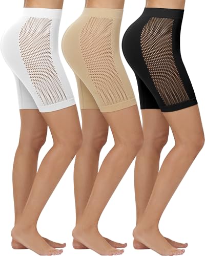 Yeblues Cooling Slip Shorts for Under Dress Women Anti Chafing Thigh Seamless Short Breathability Side Mesh Design Boyshorts L