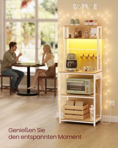 VASAGLE Küchenregal mit LED-Beleuchtung, Standregal mit Steckdosen – Ansicht 6
