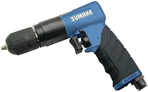 Sumake 3/8" Air / Pneumatic Reversible Drill, Keyless Chuck, High Tool Power, Pistol Grip Gun With Soft Handle, ( ST-M5010C)