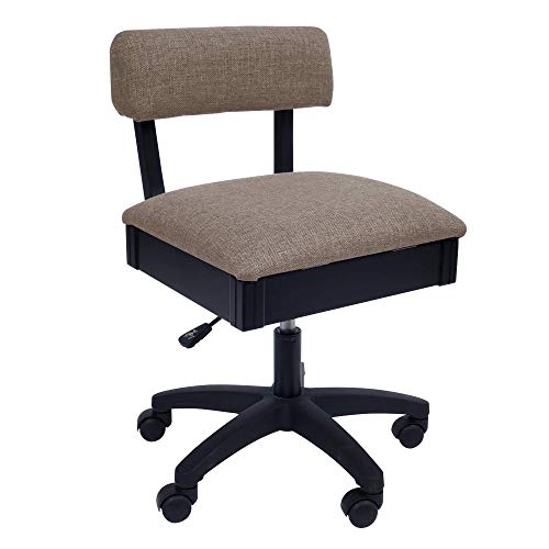 Arrow Sewing H8140 Adjustable Height Hydraulic Sewing and Craft Chair with Under Seat Storage and Solid Fabric, Princess Hazel Tan Fabric by ARROW SEWING CABINETS - Used condition - US$357.12