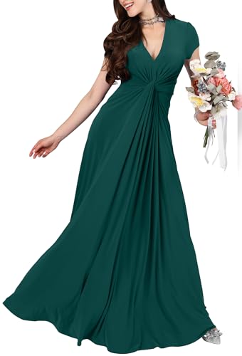 Image of KOH KOH Womens Long Flowy Cap Sleeve Empire Waist Cocktail Maxi Dress Gown