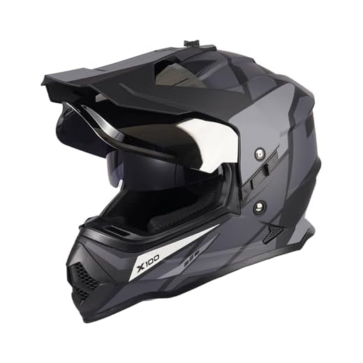 Orthrus Dual Sport Adventure Motorcycle Helmet DOT Certified for Adults, UV Protected Dual Visor & Intercom Slot, ATV UTV Dirt Bike Snowmobile Off Road Helmets (X100,L)