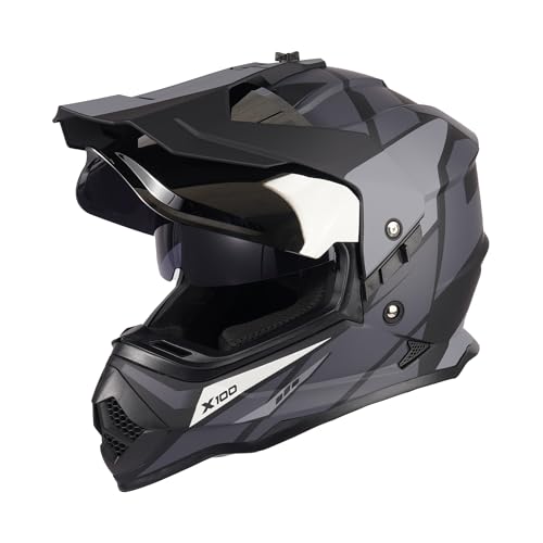 Orthrus Dual Sport Adventure Motorcycle Helmet DOT Certified for Adults, UV Protected Dual Visor & Intercom Slot, ATV UTV Dirt Bike Snowmobile Off Road Helmets (X100,L) by Orthrus - Used condition - US$87.67