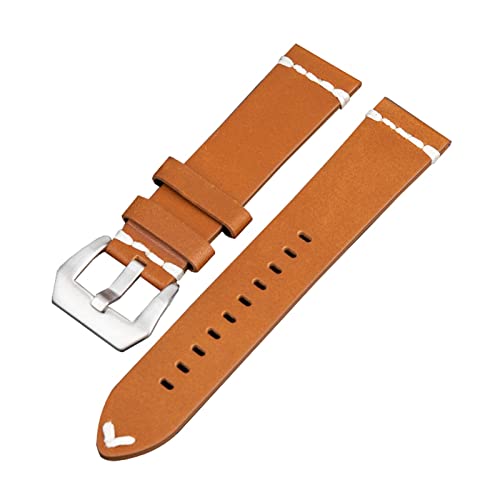Bracelet de montre en cuir plat vintage pour montre mécanique et quartz 18mm 20mm 22mm 24mm