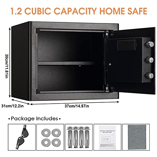 1.2 Cubic Fire Resistant Safe Box With Combination Lock, Security Home Safe With Removable Shelf, Digital Lock Safe For Money Pistols Ammunition Medicines Documents #TOP2