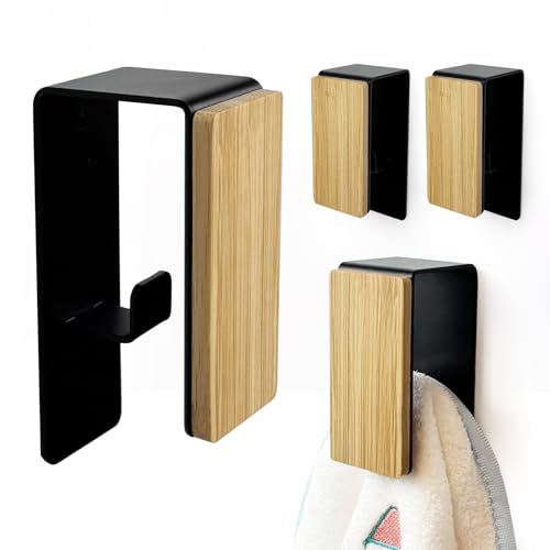 MsisieIve Patere badkamer, handdoekhaak voor badkamer, zelfklevende kapstok, wandbevestiging zonder boren, waterdicht, roestvrij, zwart, 4 stuks