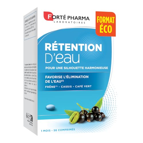 Forté Pharma - Rétention d'eau | Complément Alimentaire favorise l'Elimination rénale de l'eau, le Drainage - Frêne, Cassis, Café Vert | Aide perte de poids - Vitamines et Minéraux | 56 comprimés