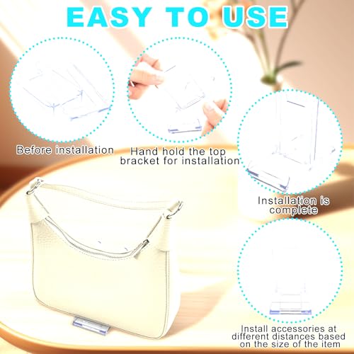 24 Sets of Adjustable Purse Display Stand Clear Acrylic Handbag Stand Holder for Wallet Purses Handbag Bag Clear Stand for Display，Acrylic Purse Display Case for Party Wedding Home Decoration Birthday - Thumbnail 4