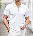 Alex Vando Mens Zipper Golf Shirt Moisture Wicking Zip Up Solid Fashion Polo Shirts,White,L