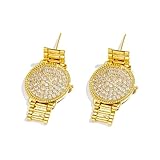 WEMSPF Pendientes de gota para mujer, modernos, pendientes de reloj dorado, aretes colgantes de plata de ley 925, aretes delicados, aniversario, regalos de cumpleaños, Zinc, Sin piedra preciosa