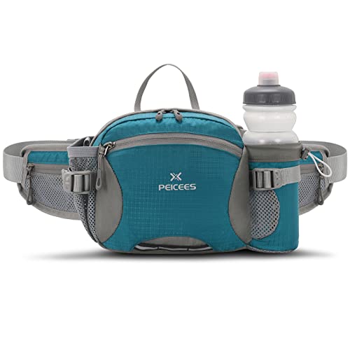 Peicees Hiking Fanny Pack Large Waist Bag for Men Women with Bottle Holder Water Resistant Lumbar Pack for Hiking Camping Fishing Outdoor (Bottle Not Included)