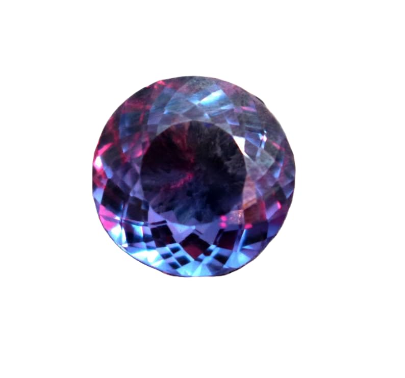 Alexandrite naturelle de 15,4 mm gemme ronde à facettes pour pendentif, collier et bague DIY