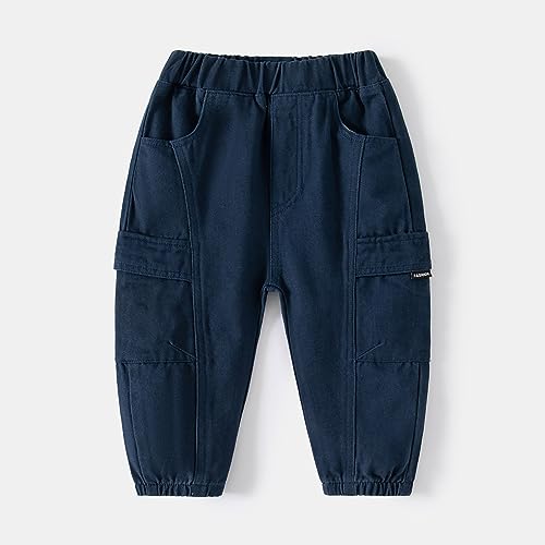 Toddler Boys' Solid Color Mid Elastic Waistband Leggings Work Pants with Pockets Everyday Casual Outfits 9 Months2