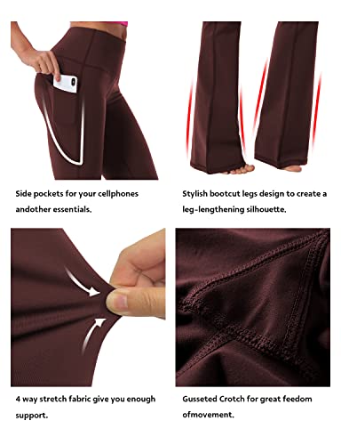 Image of BUBBLELIME 29 inch /31 inch /33 inch /35 inch /37 inch Women High Waist Bootlegs Yoga Pants Tummy Control Bootcut Workout Flared Out Pockets