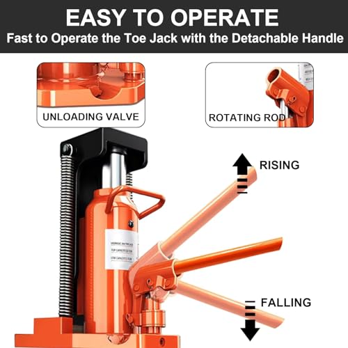 YTFLOT Toe Jack Lift (2.5/5t) Hydraulic Machine Toe Jack Lift Air Hydraulic Toe Jack Proprietary Heat Treated Steel