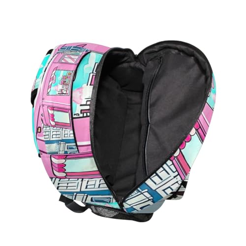 Cute Pink Ice Cream Truck Kids Backpack for Girls Boys Large Capacity School Bag Bookbag Travel Lightweight Backpack3