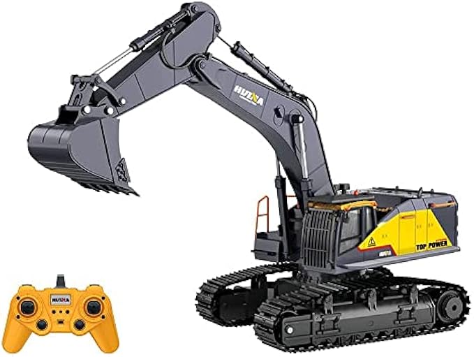 AFEBOO 1/14 Scale Remote Control Excavator Toys with Metal Shovel 22 Channel Full Functional RC Construction Vehicles with Lights & Sound 2.4Ghz RC Excavator Toys for Boys