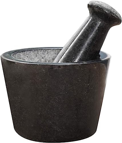 Juego de mortero y maja, Molinillo de especias de granito y mármol de 6,7 pulgadas con mortero y maja, capacidad for 2 tazas, paquete de 1