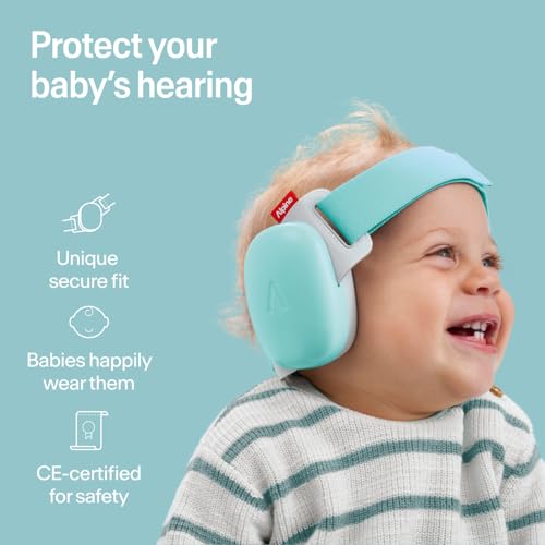 Image of Alpine Muffy Baby Comfort - Protects Hearing for Babies and Toddlers - CE & ANSI Certified - Headband for Safe fit & Comfort - Adjustable for Ages 3-48 Months - 24dB Sound Reduction, Aqua