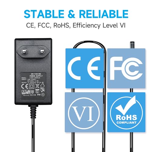 12V 2A/2000mA Netzteiladapter, AC 100-240V 50/60Hz auf DC 12V 2A/2000mA 24 W Wandladegerät mit 4-Wege-Stromverteilerkabel, 1,8m langes 20 AWG-Kabel für stabilen und flexiblen Einsatz