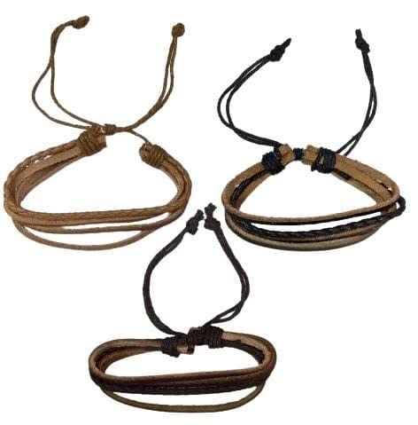 Beauty Tool Leather Bracelets Set for Men & Boys (Multi Color) | Pack Of 3 |