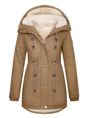 Wiepux Women's Cotton Down Jacket Sherpa Lined S