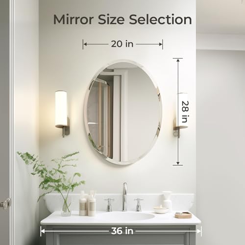 Ushower 00CCB014_AM33US09 20 Inchx28 Inch Frameless Oval Wall Mirror For Bathroom/Vanity thumb #5