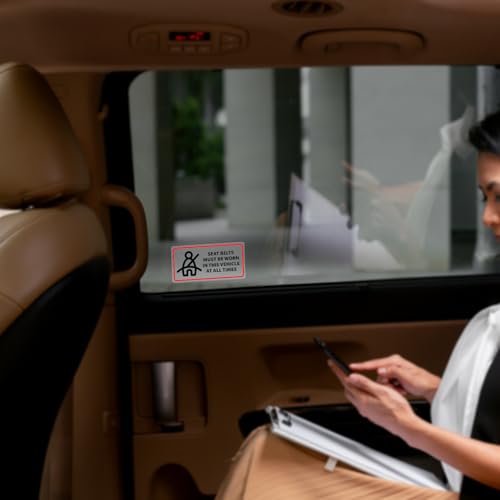 YIKIADA 10 Pack Seat Belts Must Be Worn in This Vehicle at All Times Sticker 2×4 Inches Caution Warning Safety Sign Self Adhesive Vinyl Waterproof Decal for Car Taxi Truck Business Window