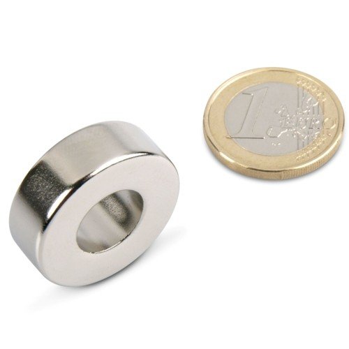 Anello magnetico da 26,0 (diametro) x 12,0 x 9,0 mm, supermagnete al neodimio N45 in nichel, con tenuta di 15,4 kg