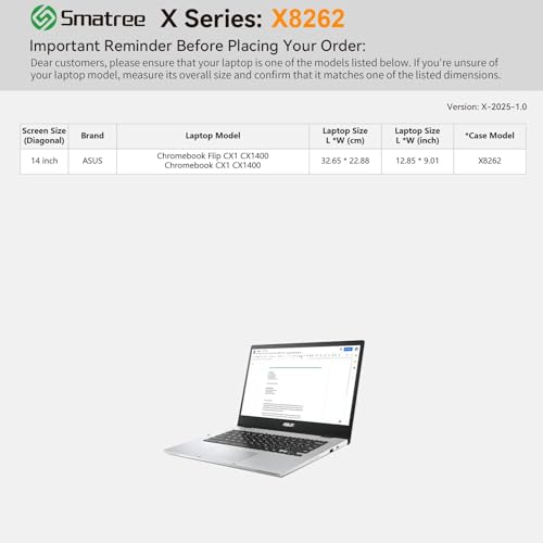 Image of Smatree Hard EVA Protective Sleeve Case Compatible for 14 inch ASUS Chromebook Flip CX1 (CX1400) /ASUS Chromebook CX1 (CX1400) Laptop,Waterproof and Anti-Shock Bag,White(X8262W)
