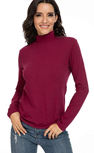 Image of Women's Cotton Mock Turtleneck Long Sleeve Basic Thermal Top