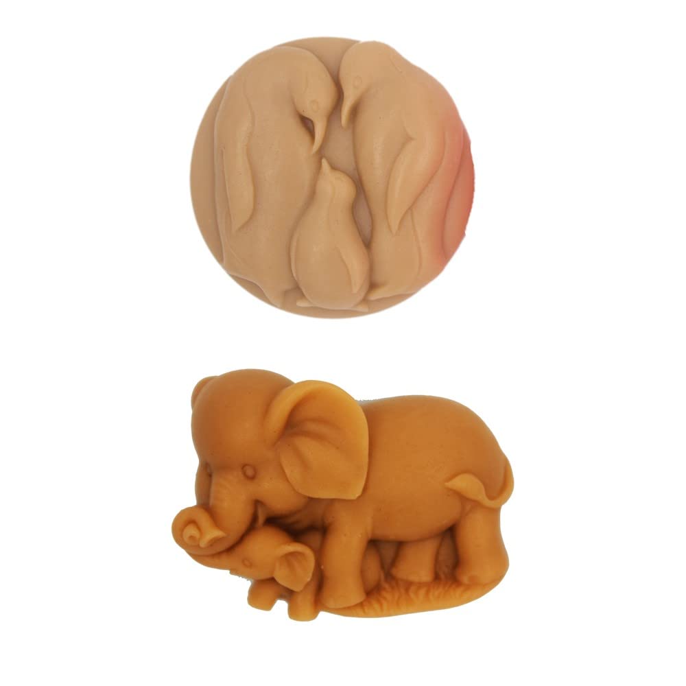 Longcang 2PCS Elephant and Penguin Silicone Soap Moulds, Cake DIY Mold, Candle Mold